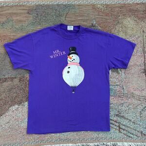 Vintage "Mr. Winter" Snowman Hot Air Balloon Graphic Tee